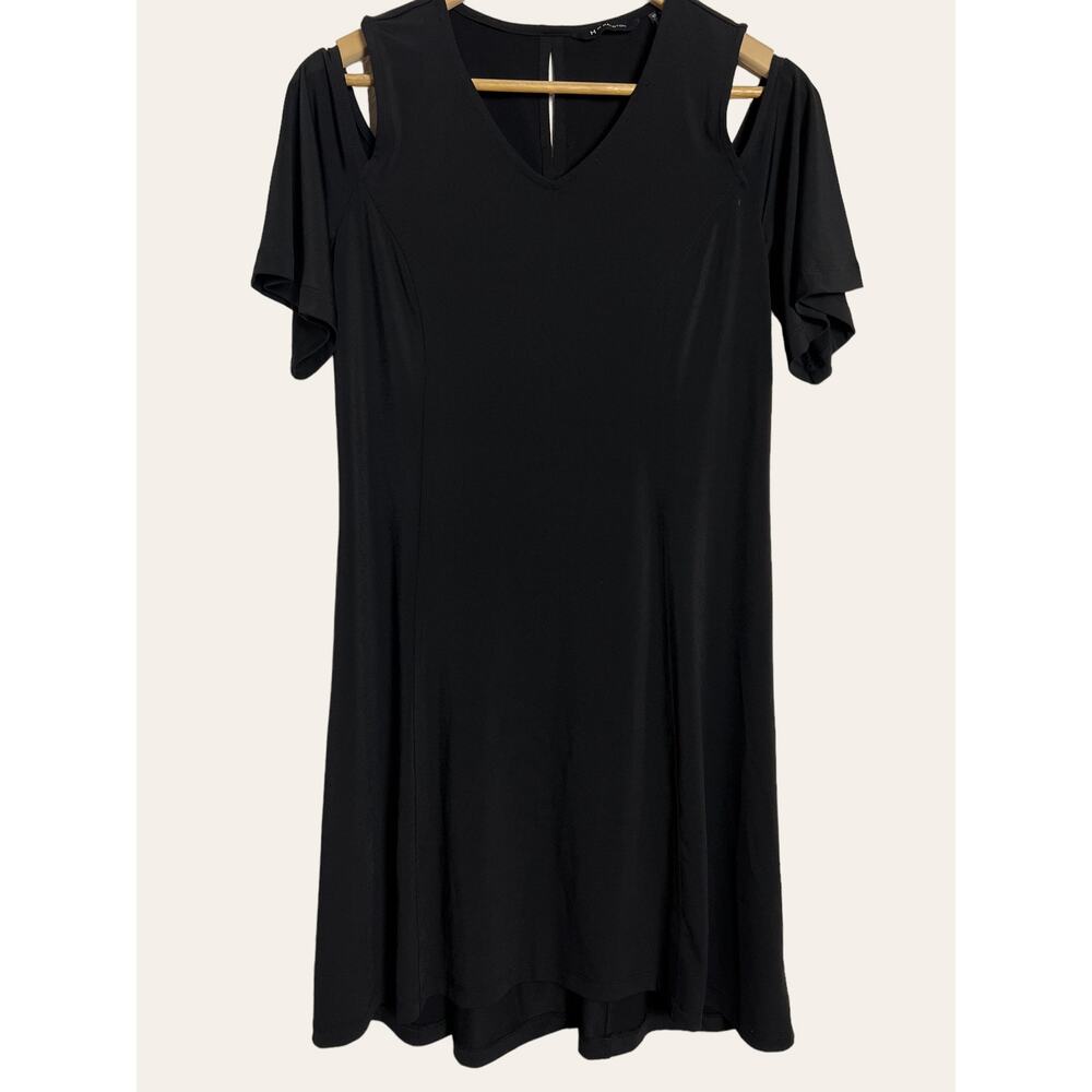H by Halston Heritage Black Cold Shoulder V-Neck Jersey Dress Size XS Petite